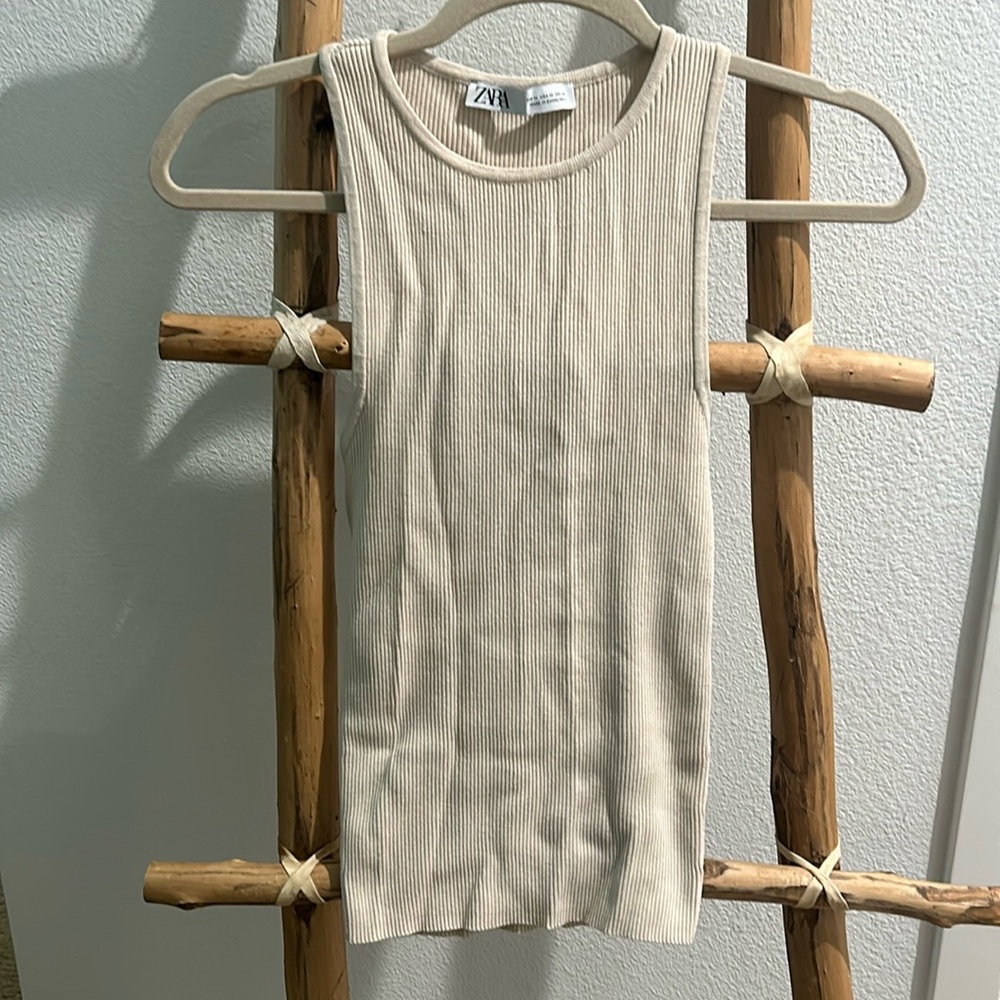 Zara ribbed razor back tan tank